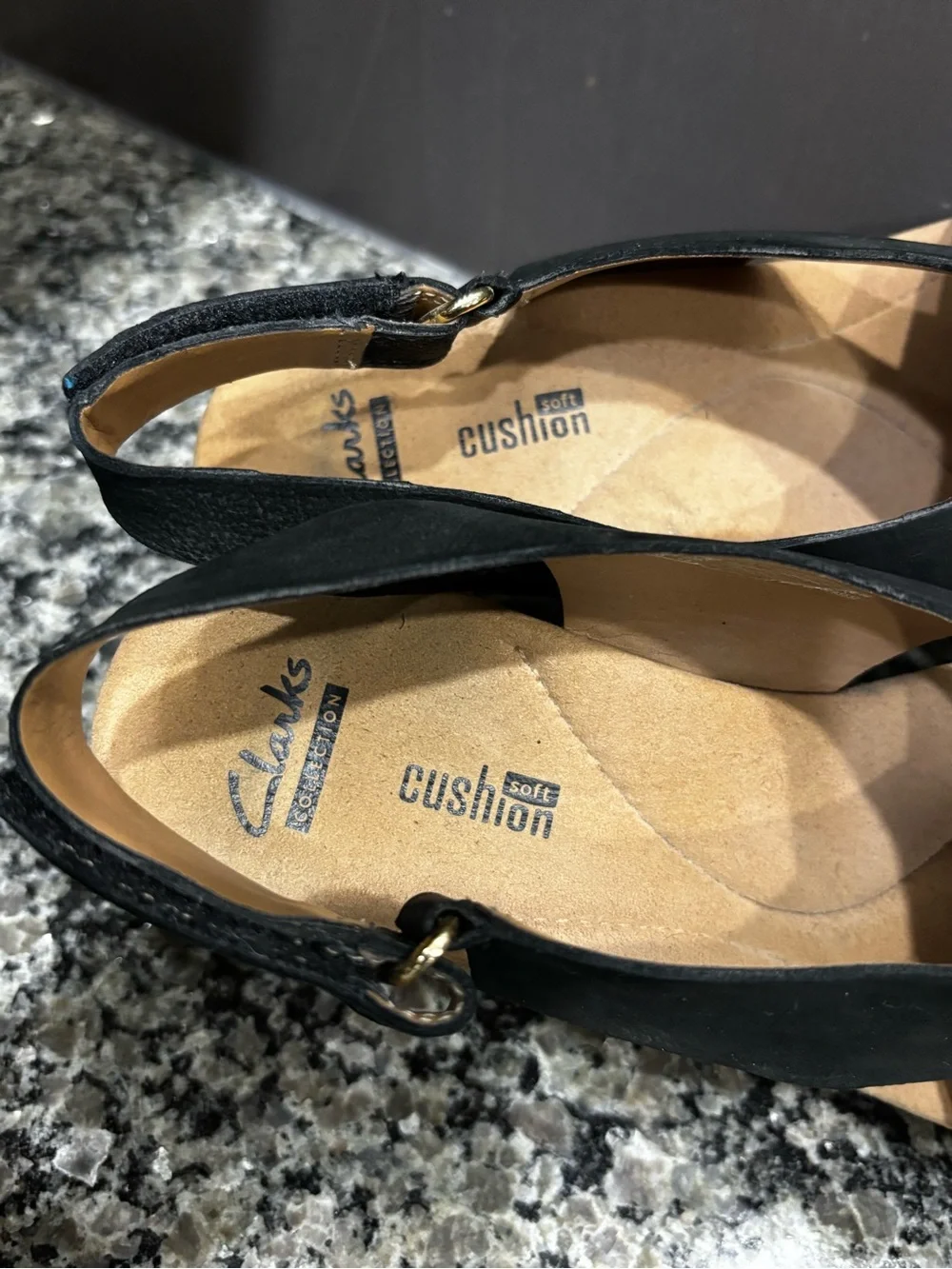 Clarks Collection Annadel Eirwyn Black Nubuck Platform Cork Wedge Heels Size 7
